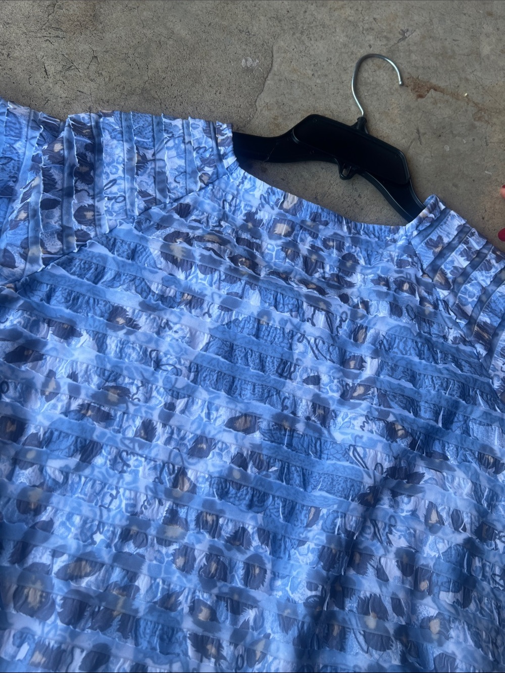 TanJay Light Blue Short Sleeve Square Neck Textured Top - Picture 6 of 6